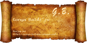 Gonya Balázs névjegykártya